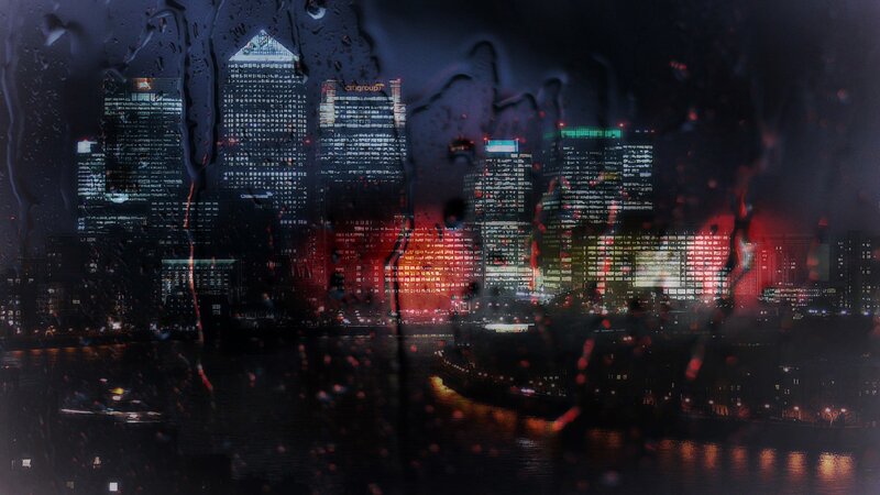 City Skyline at Night — Black, Dark, Moody