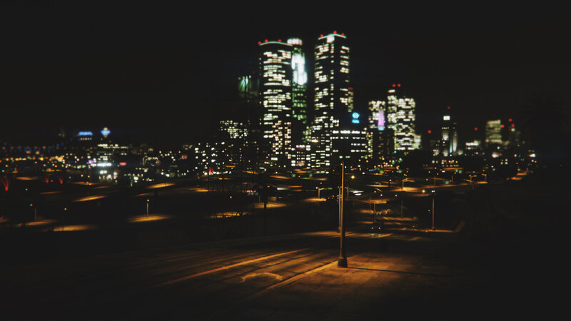 City Skyline at Night — Black, Dark, Quiet