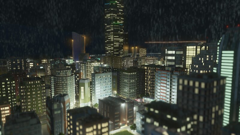 City Skyline at Night — Black, Dark, Rainy