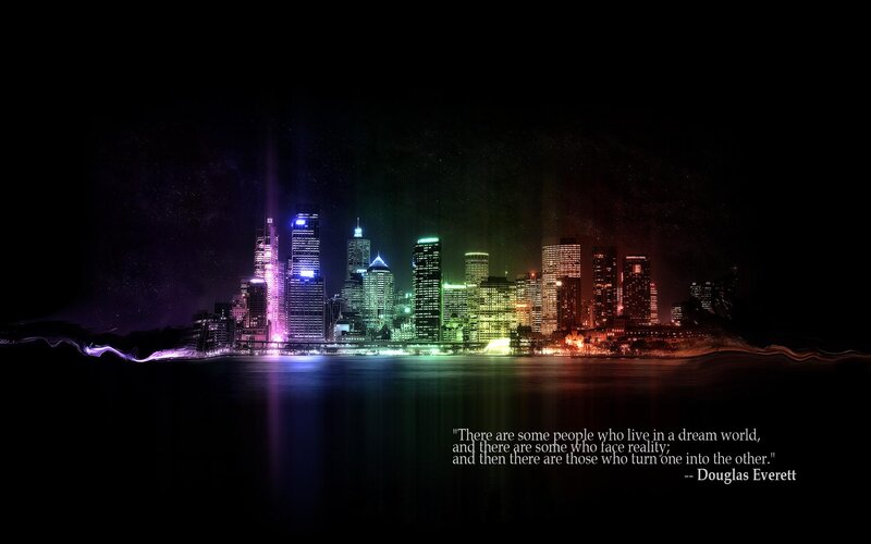 City Skyline at Night — Black, Dramatic, Digital Art, Water