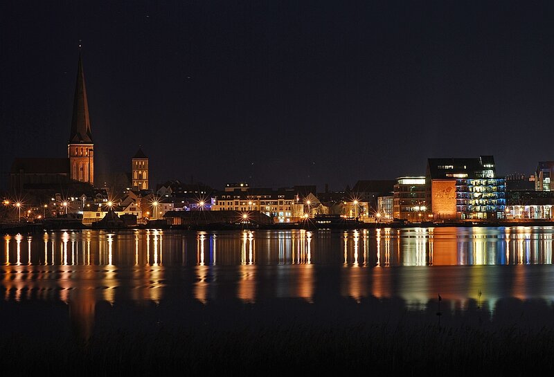 City Skyline at Night — Black, Serene, Photograph, Church Steeple