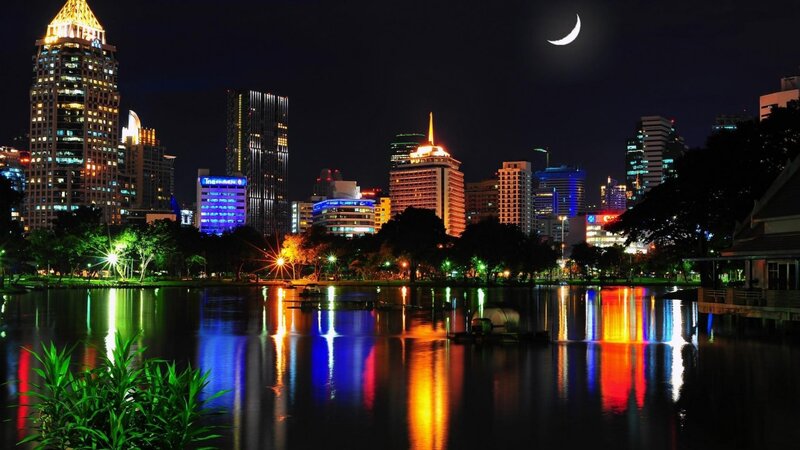 City Skyline at Night — Black, Serene