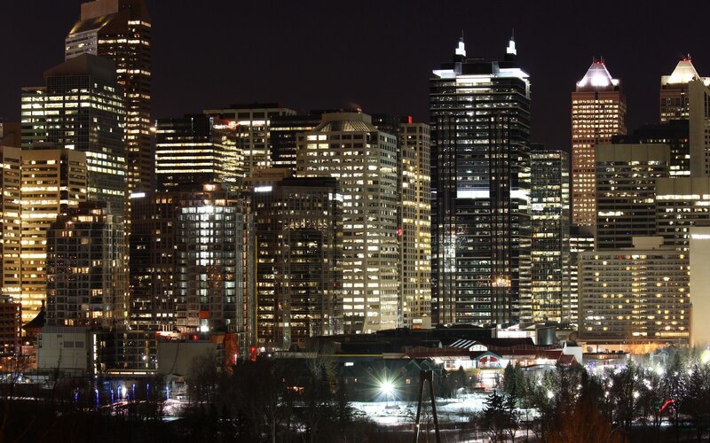 City Skyline at Night — Black, Urban