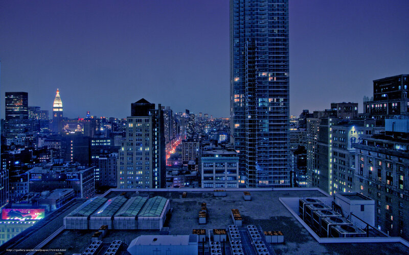 City Skyline at Night — Blue, Dark