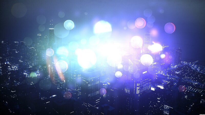 City Skyline at Night — Blue, Dramatic, Digital Art, Skyscrapers