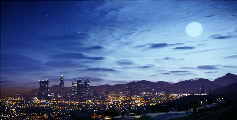 City Skyline at Night — Blue, Serene, 3d Render
