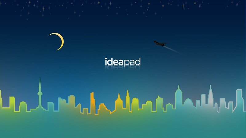 City Skyline at Night — Blue, Serene, Digital Art, Moon, Airplane, Stars