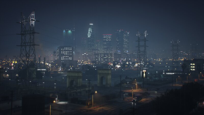 City Skyline at Night — Dark Blue, Nocturnal