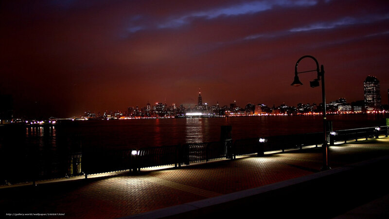 City Skyline at Night — Dark Red, Dramatic