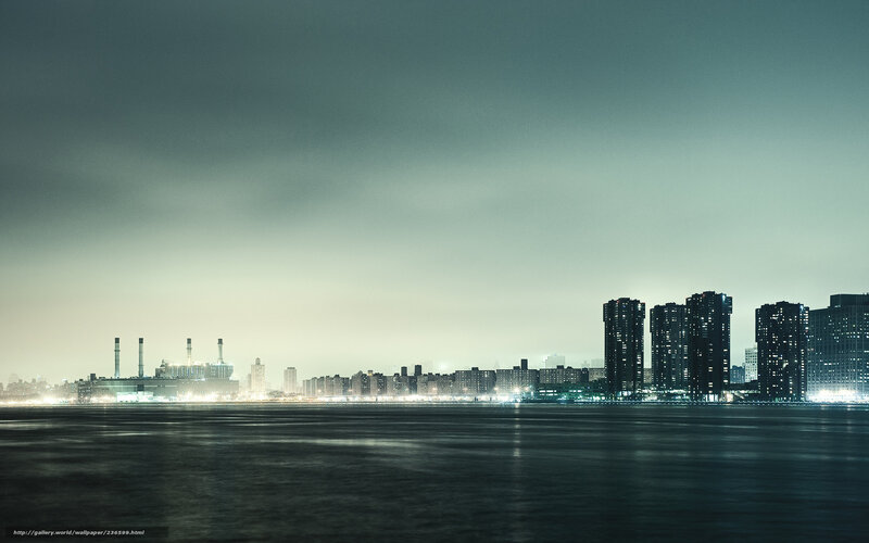 City Skyline at Night — Gray, Dramatic