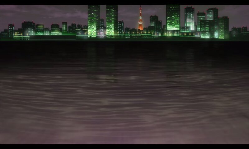 City Skyline at Night — Green, Serene, Anime