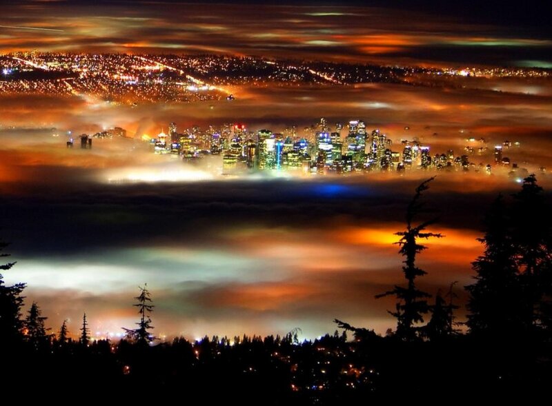City Skyline at Night — Orange