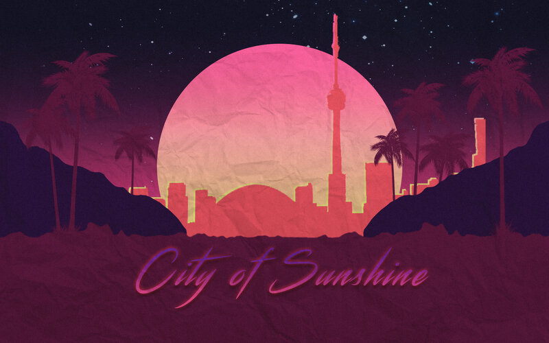City Skyline at Night — Pink