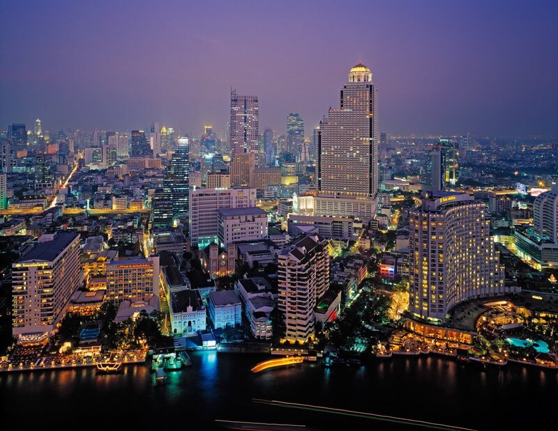 City Skyline at Night — Purple, Calm, Photograph