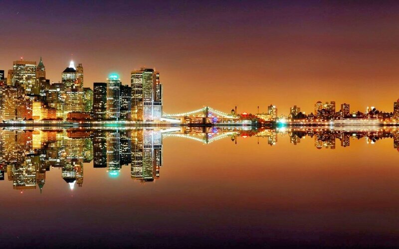 City Skyline at Night — Purple, Calm