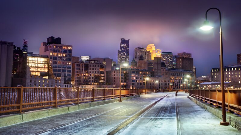 City Skyline at Night — Purple, Serene