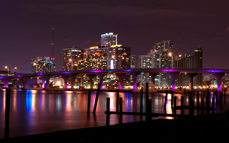 City Skyline at Night — Purple