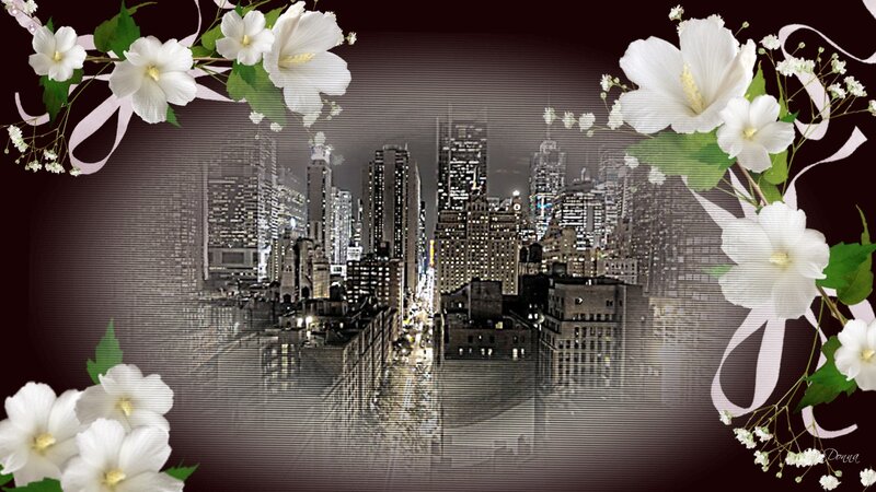 City Skyline at Night — White, Serene