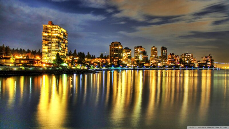 City Skyline at Night — Yellow, Serene