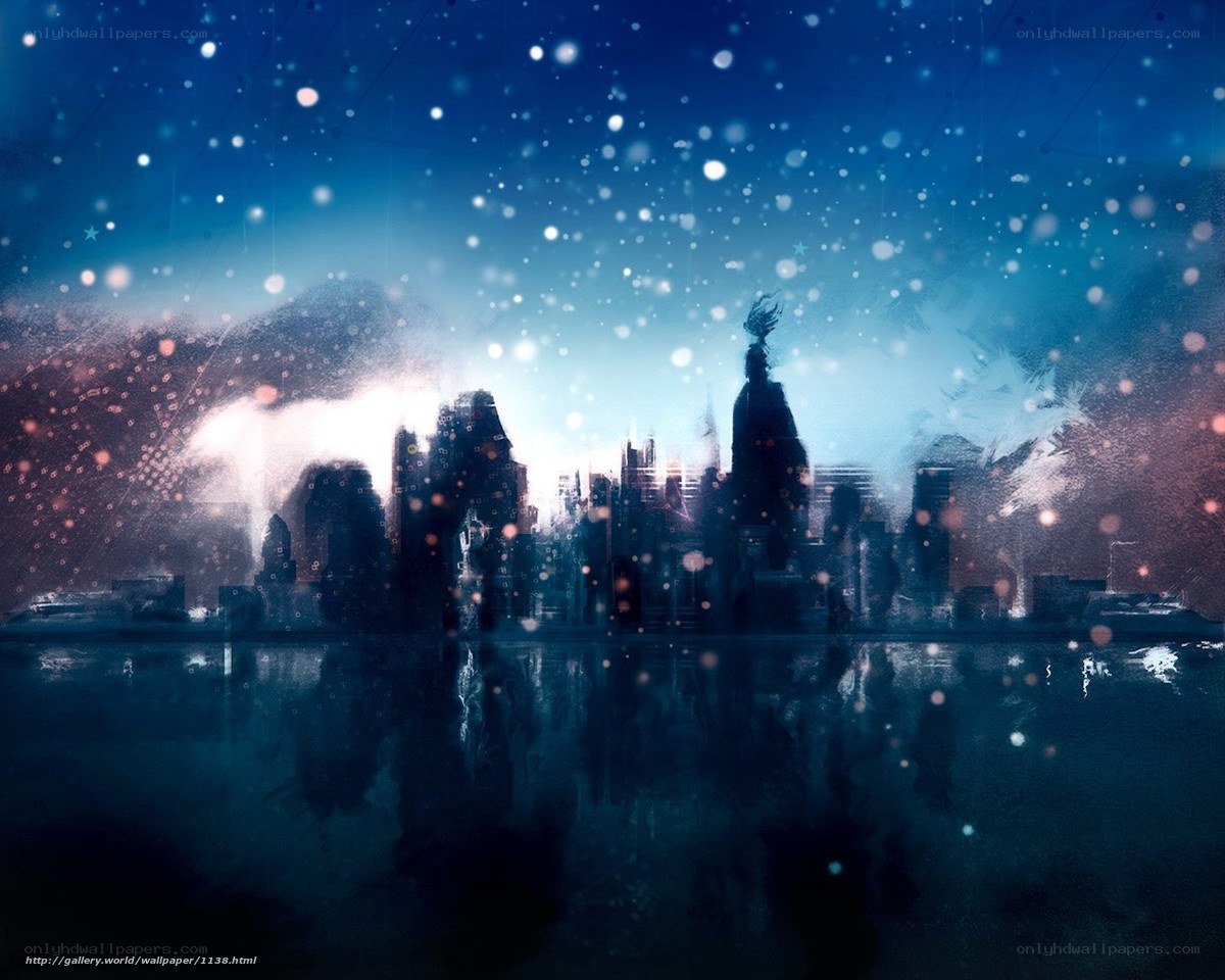 city skyline at night