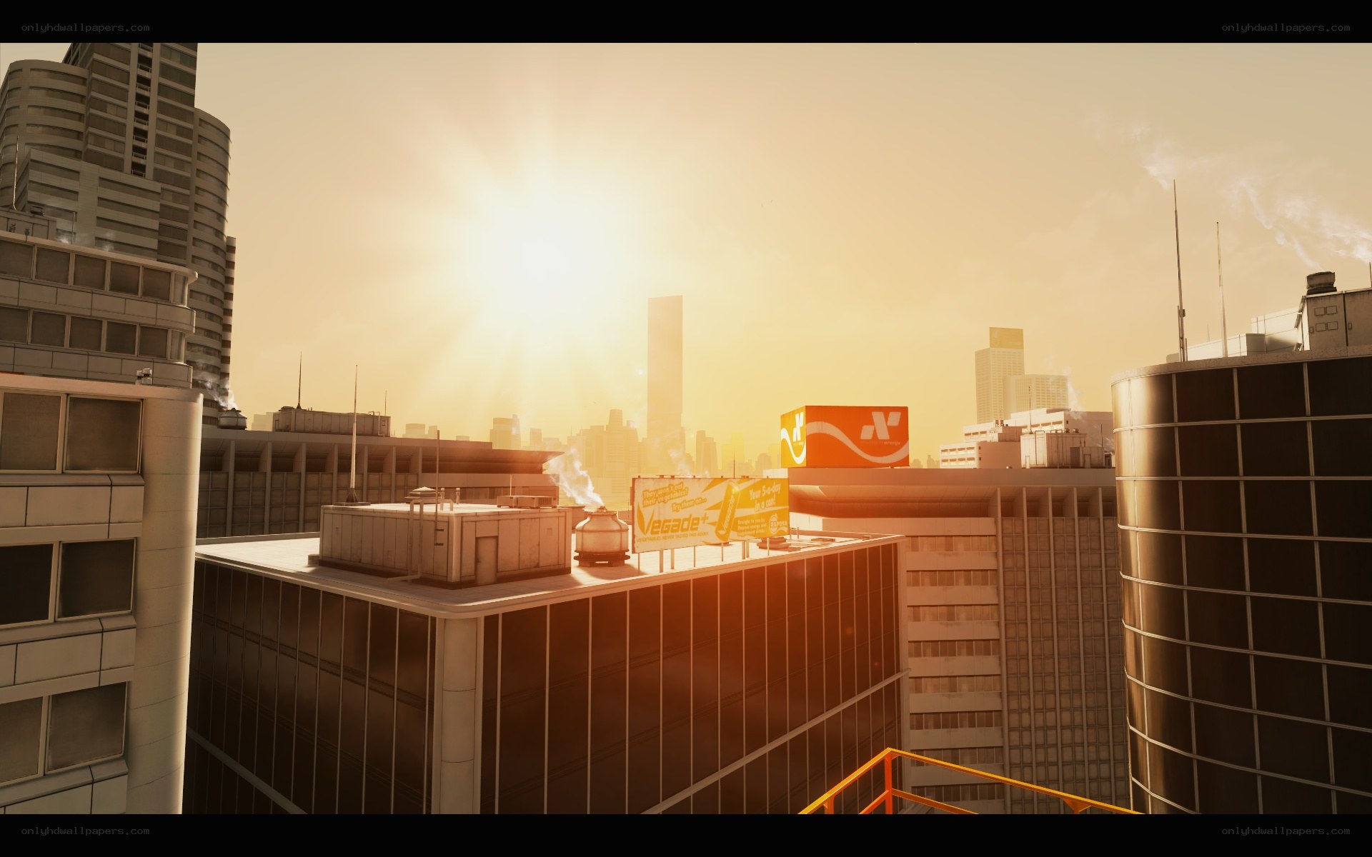 city skyline at sunrise