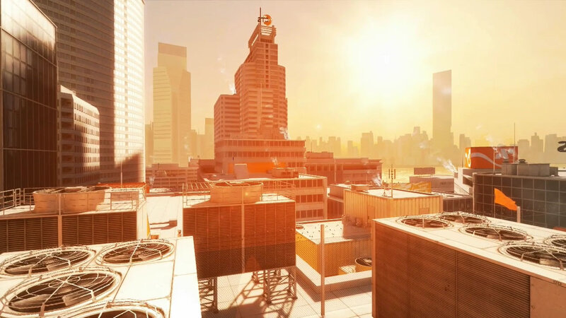 city skyline at sunrise