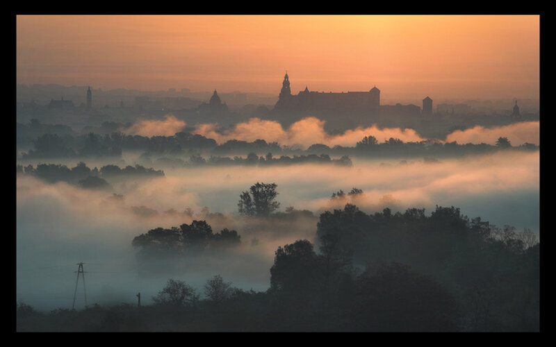 City Skyline at Sunrise — Orange