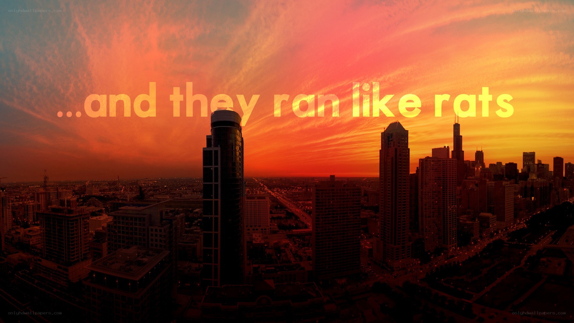 city skyline at sunset