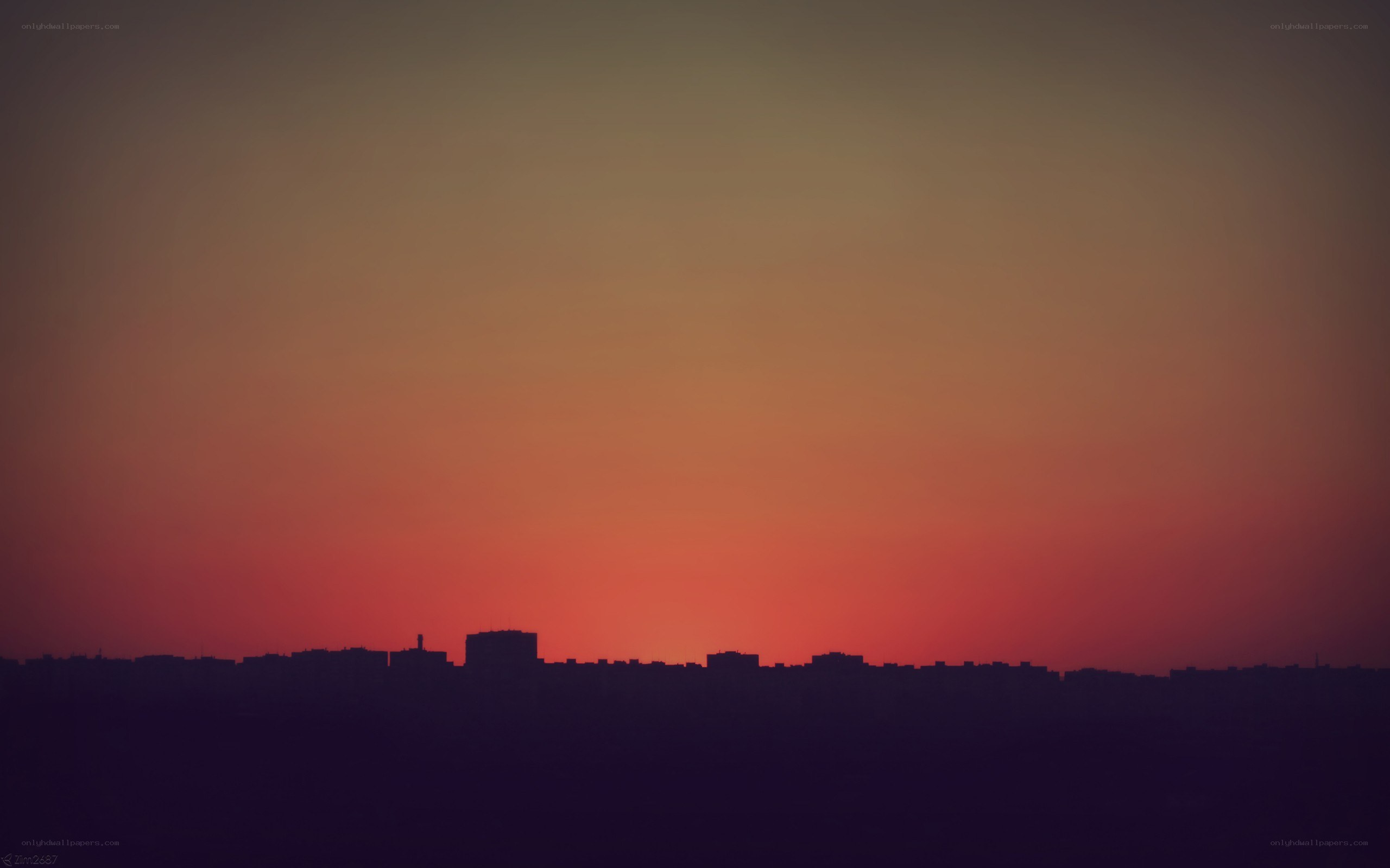 City skyline at sunset