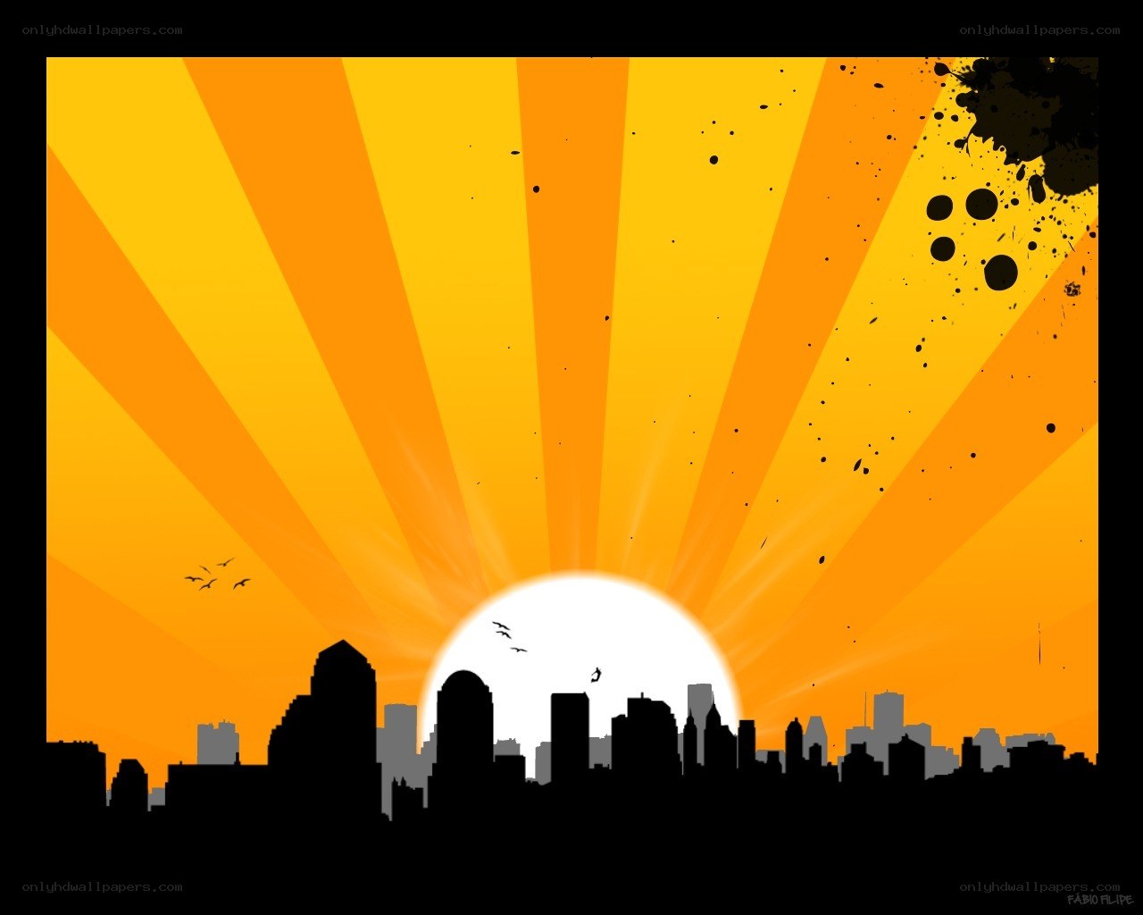 City skyline at sunset