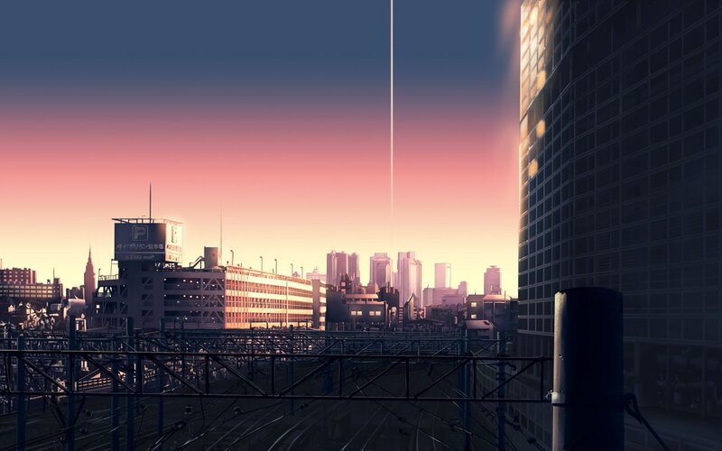 City skyline at sunset