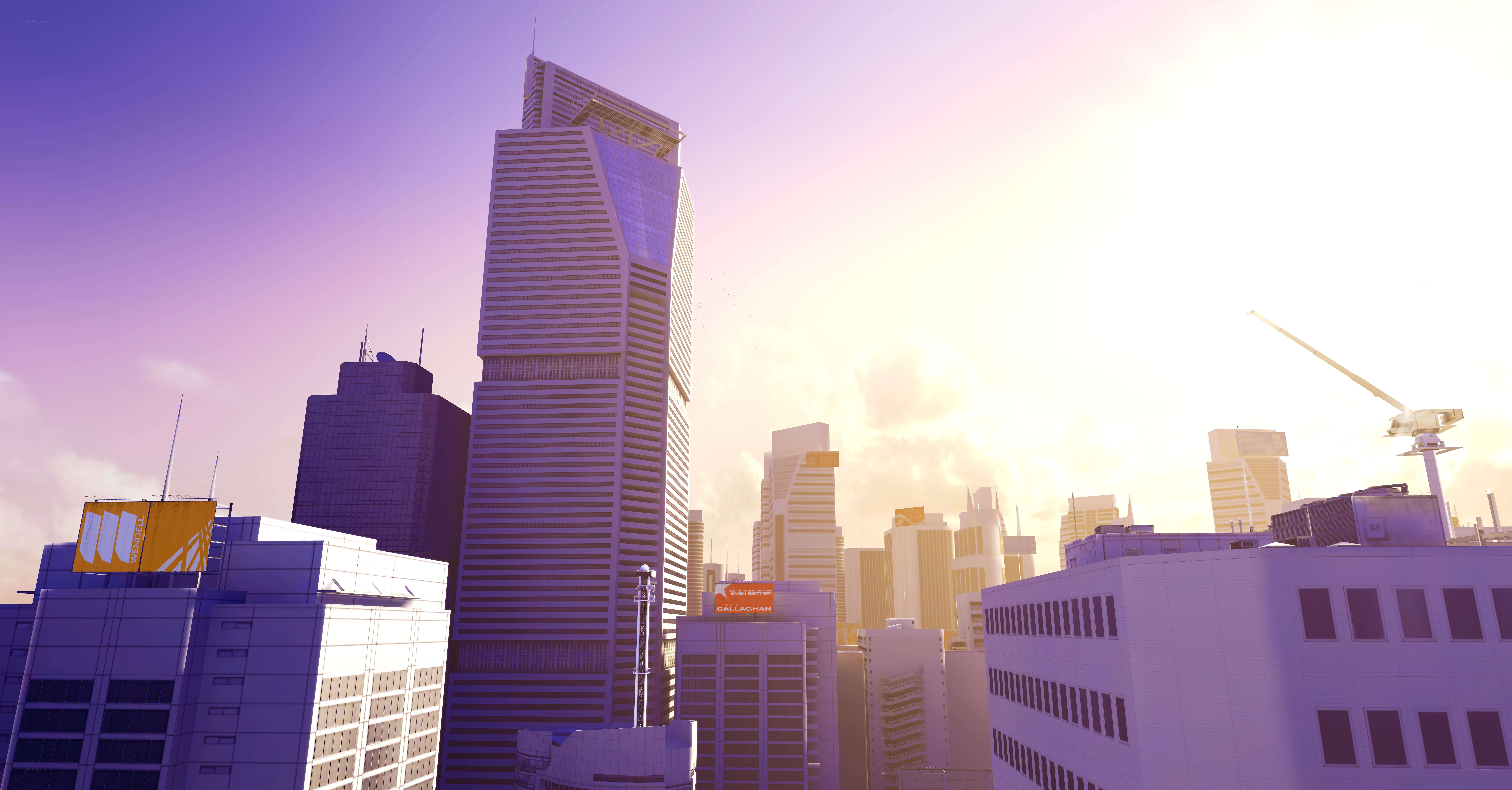 city skyline at sunset