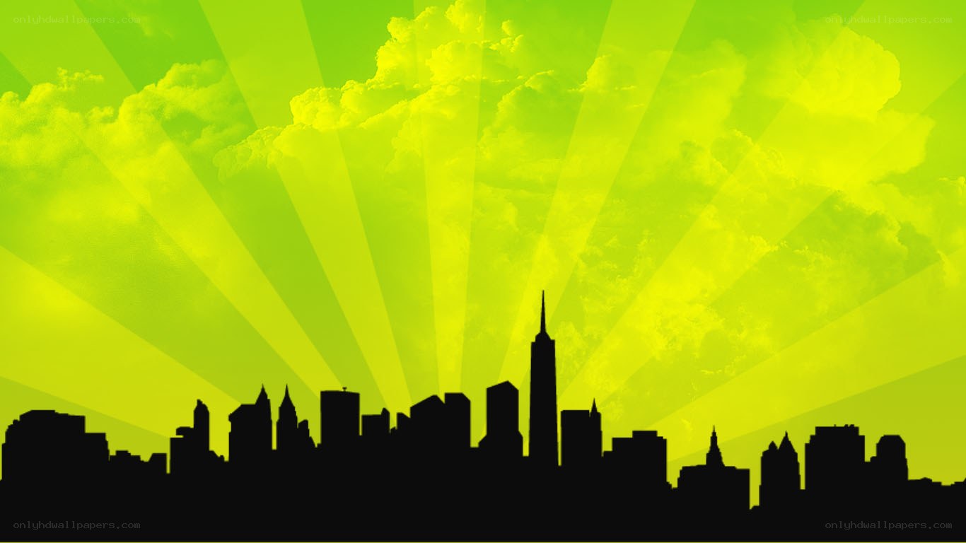 city skyline at sunset