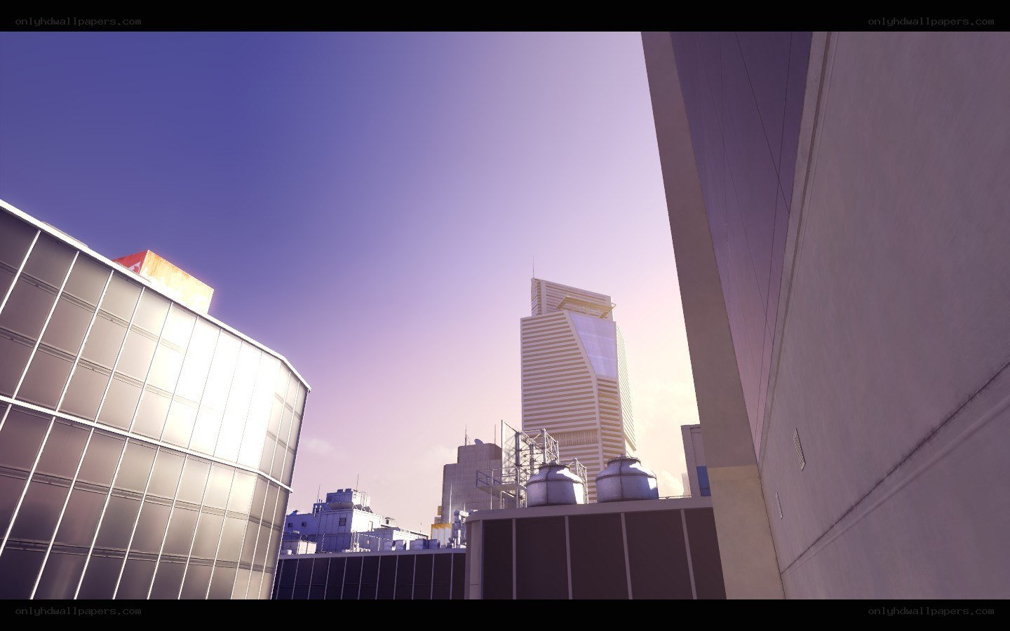 city skyline at sunset