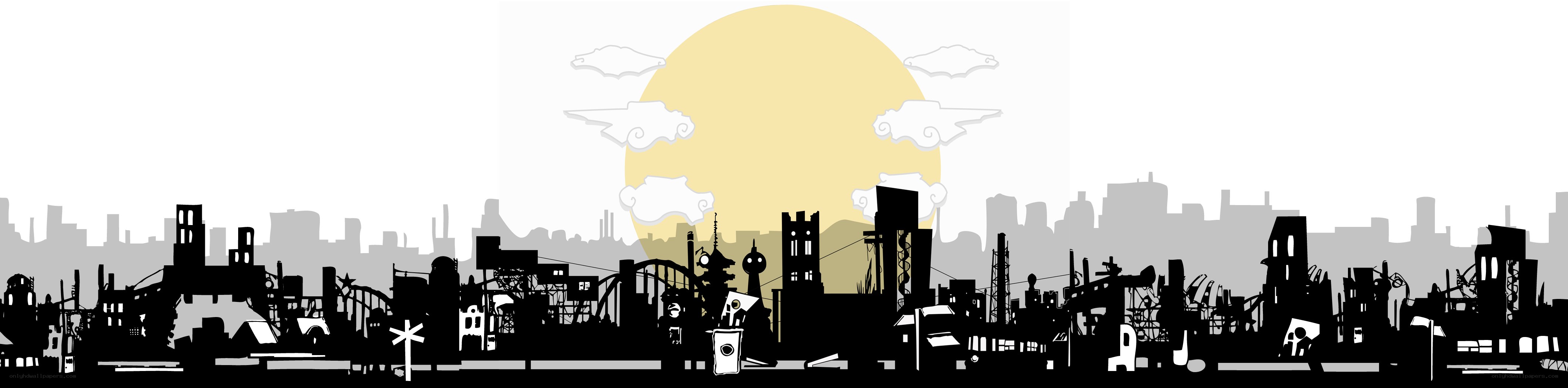 city skyline at sunset