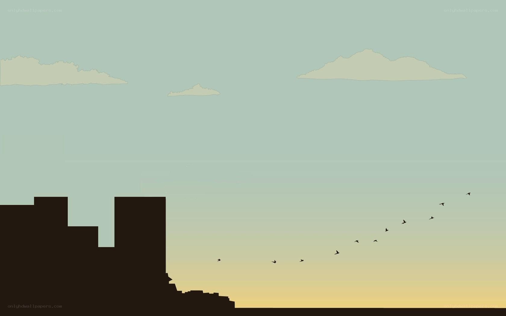 city skyline at sunset