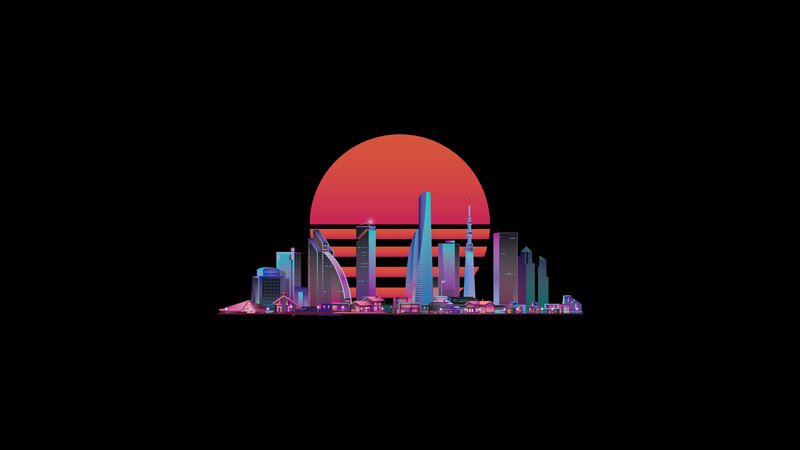 City Skyline at Sunset — Black