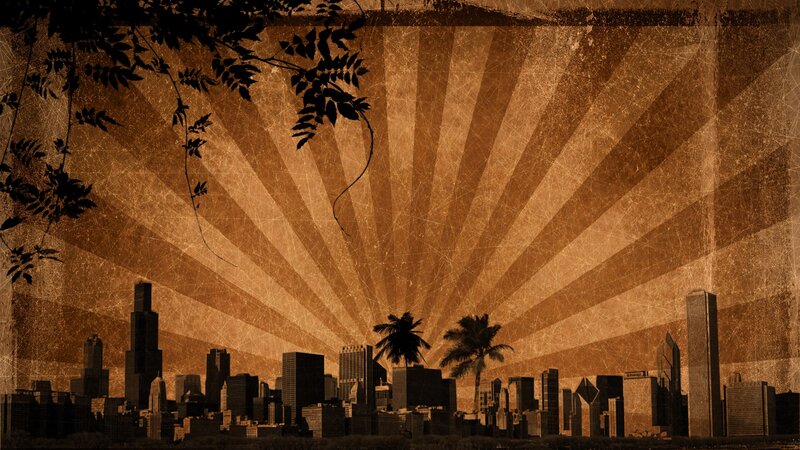 City Skyline at Sunset — Brown