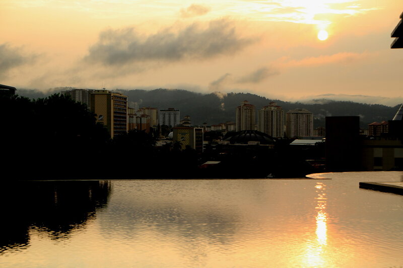 City Skyline at Sunset — Gold, Serene