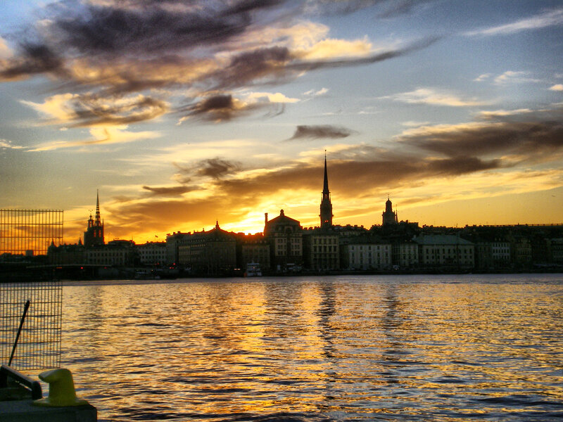City Skyline at Sunset — Gold