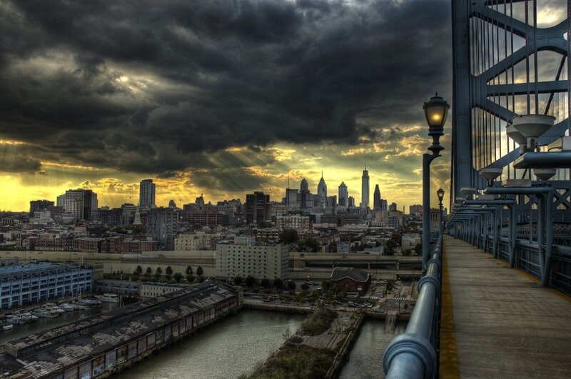 City Skyline at Sunset — Gray, Dramatic