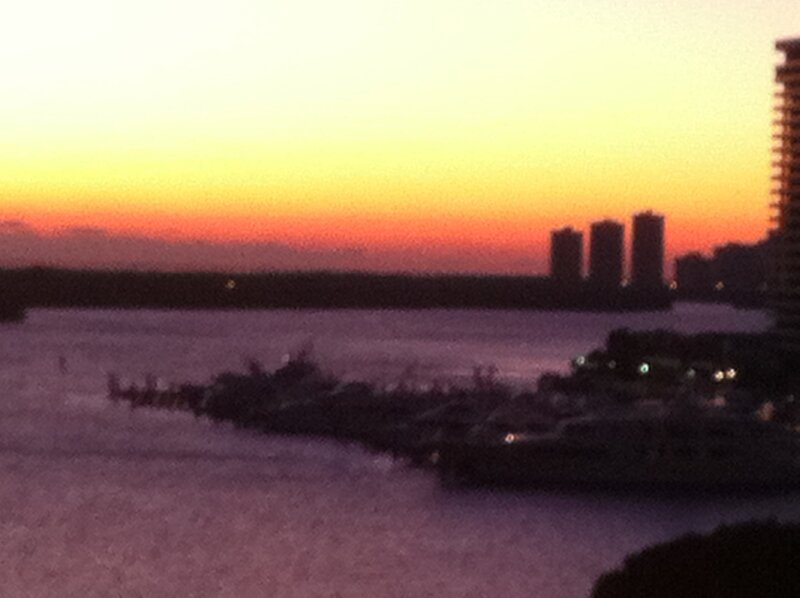 City Skyline at Sunset — Orange, Dramatic, Photograph, Water