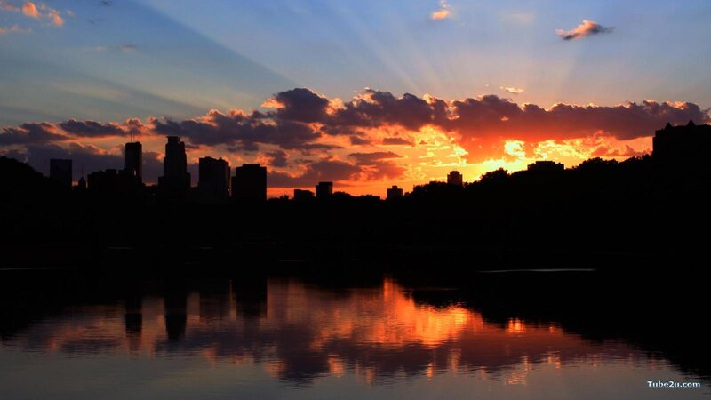 City Skyline at Sunset — Orange, Water