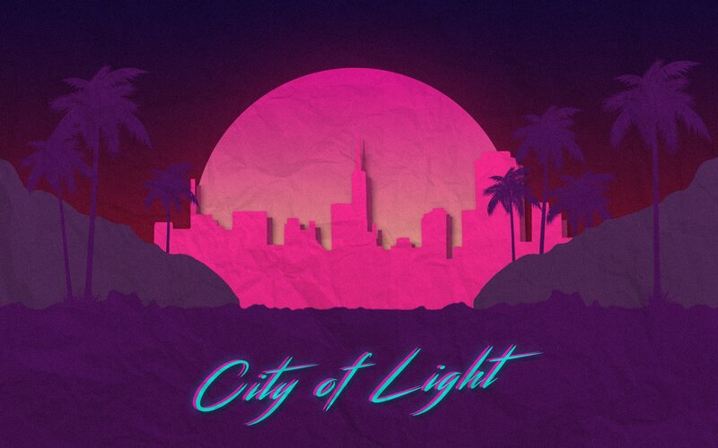 City Skyline at Sunset — Pink, Dramatic