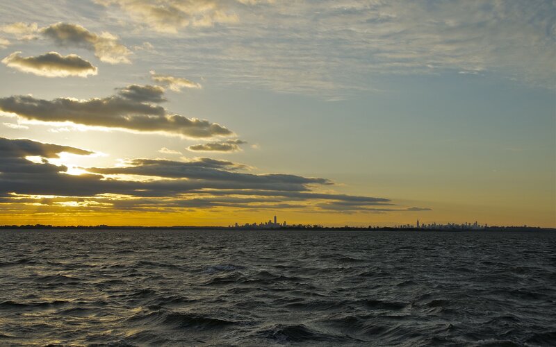 City Skyline at Sunset — Yellow, Dramatic, Photograph, Sky