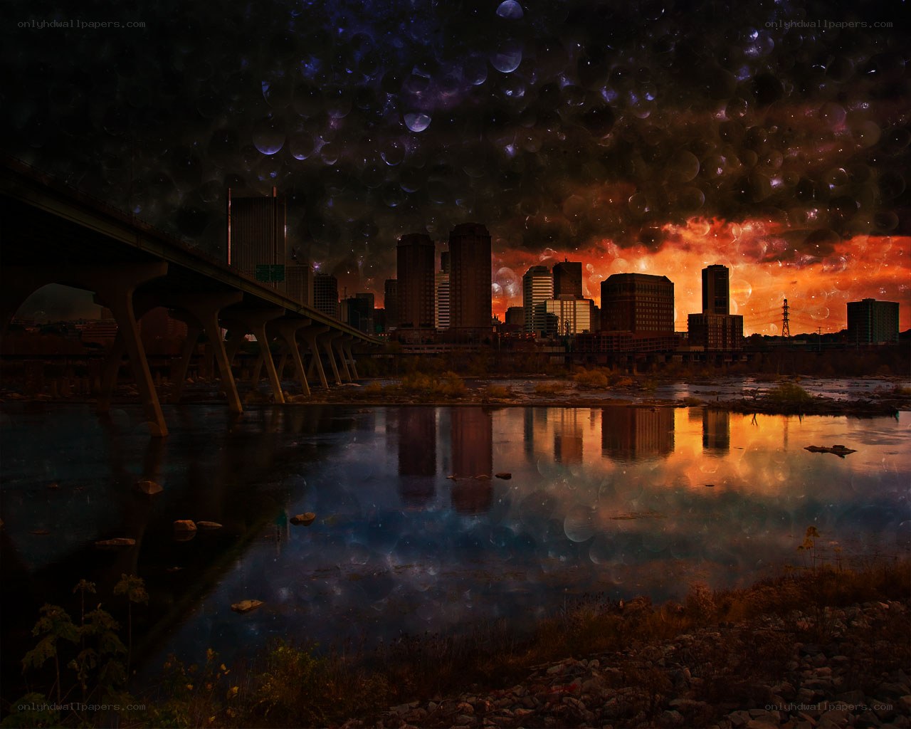City skyline at twilight