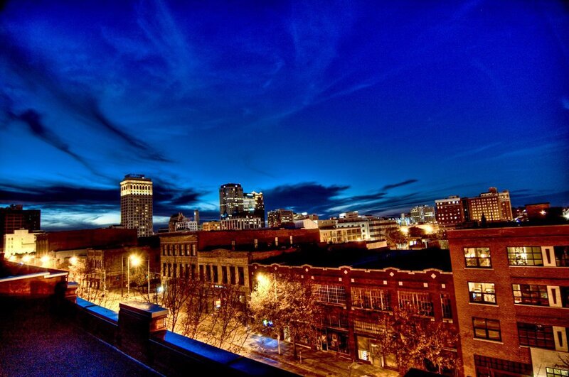 city skyline at twilight