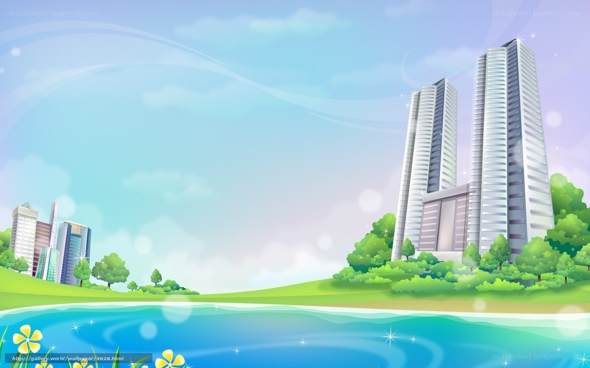 City skyline by the lake