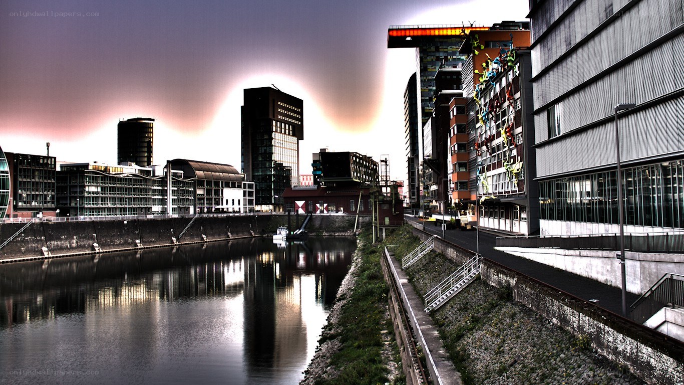 city skyline by the river