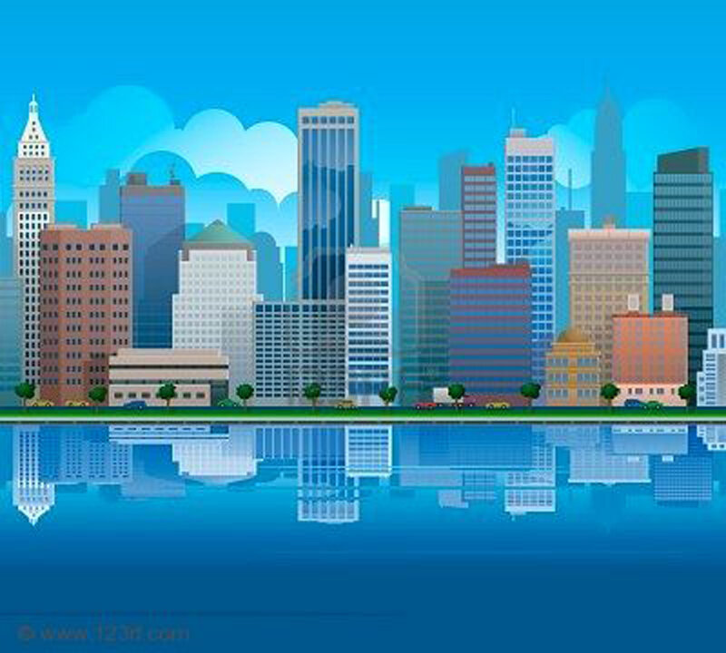 city skyline by the water
